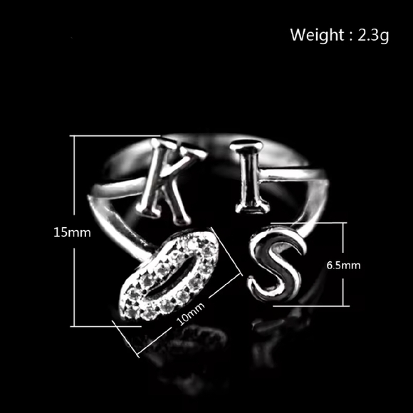 Silver 'KISS' Ring - Picture 5 of 6